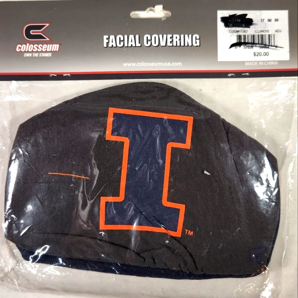 NWT Unisex Illinois Fighting Illini 2 Pack Colosseum Face Coverings